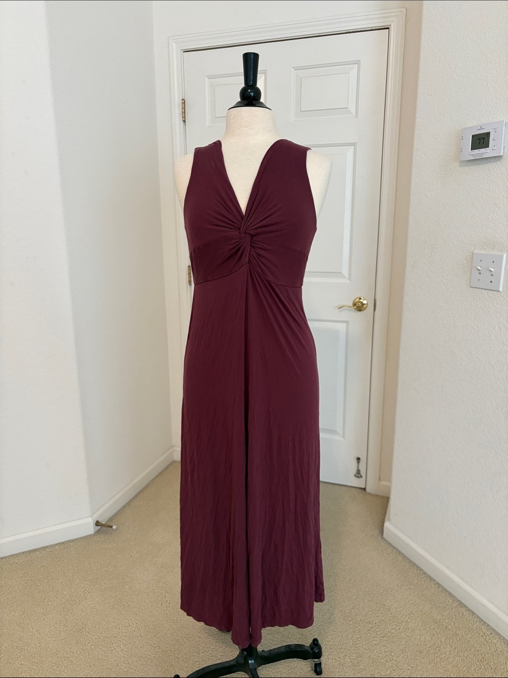 J. Crew Sleeveless Twist-Front Maxi Dress in Burgundy